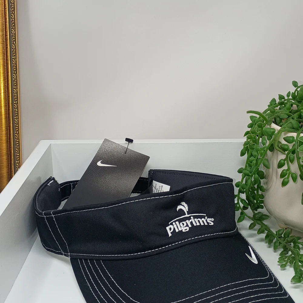 Nike Pilgrim's Black Adjustable Golf Visor Embroidered Swoosh Hat